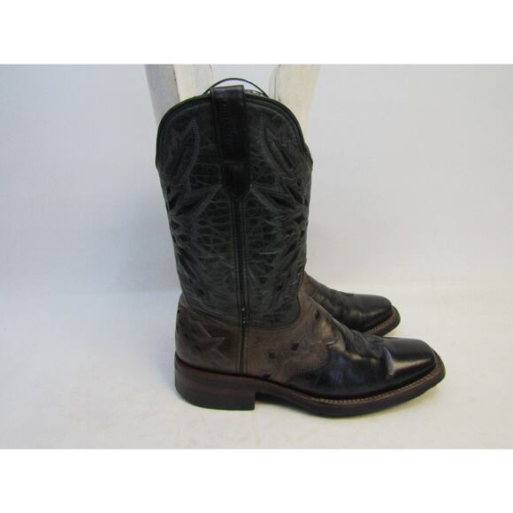 Montero Mens Size 9 D Blue Black Leather Cowboy Western Boots main image 5